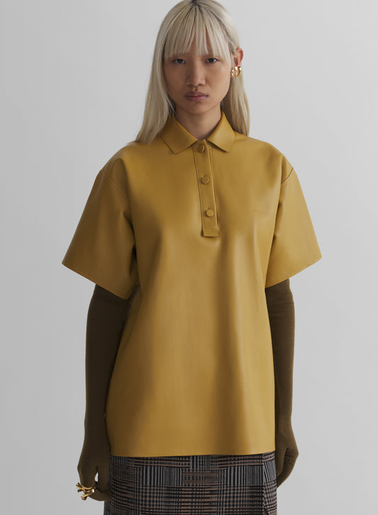 mustard leather polo