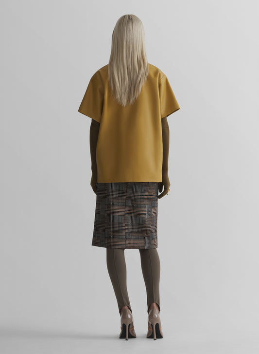 mustard leather polo