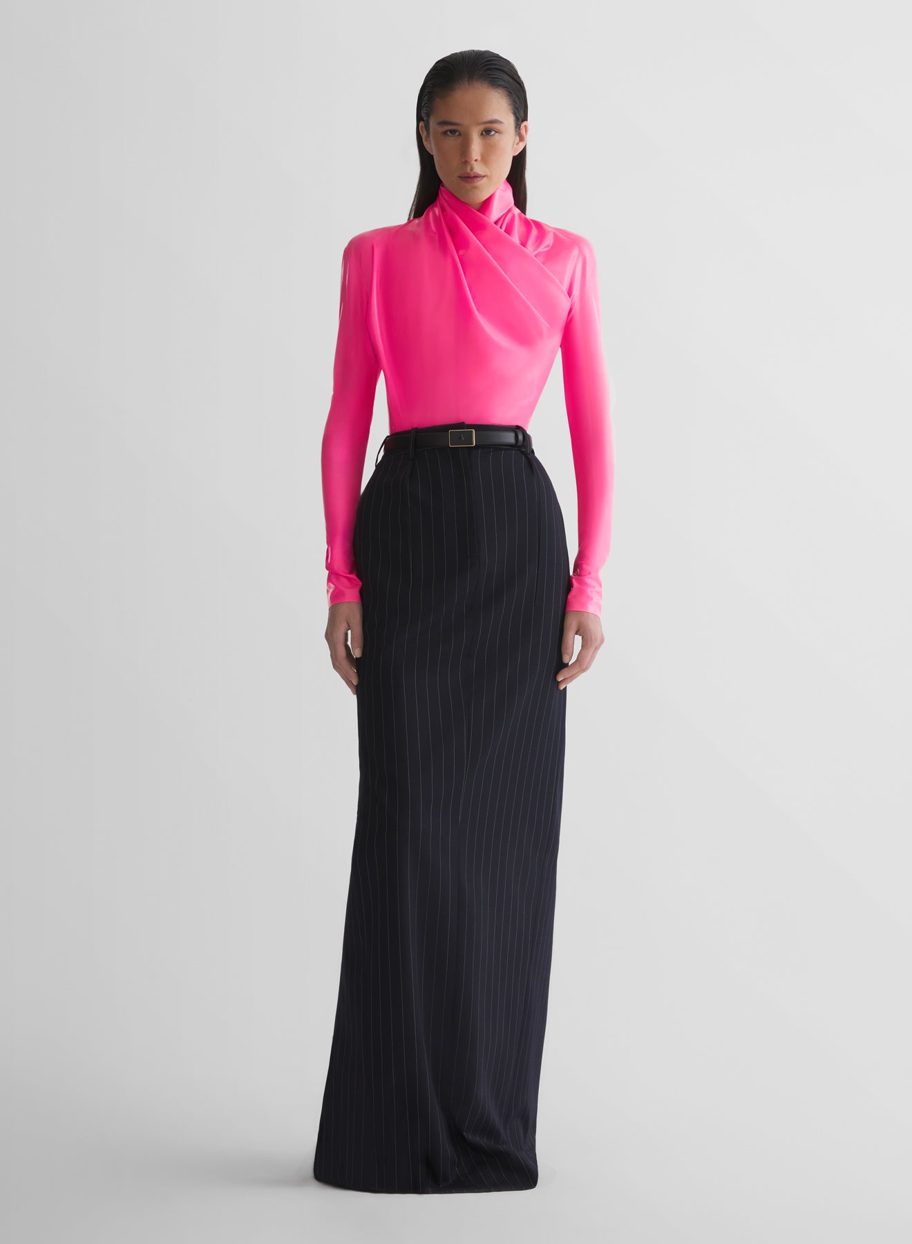 pinstripe tailored long skirt