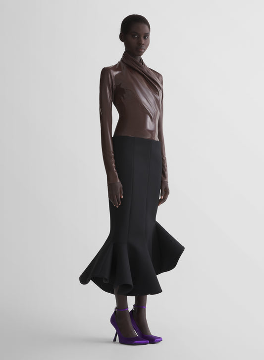 dark brown latex scarf bodysuit