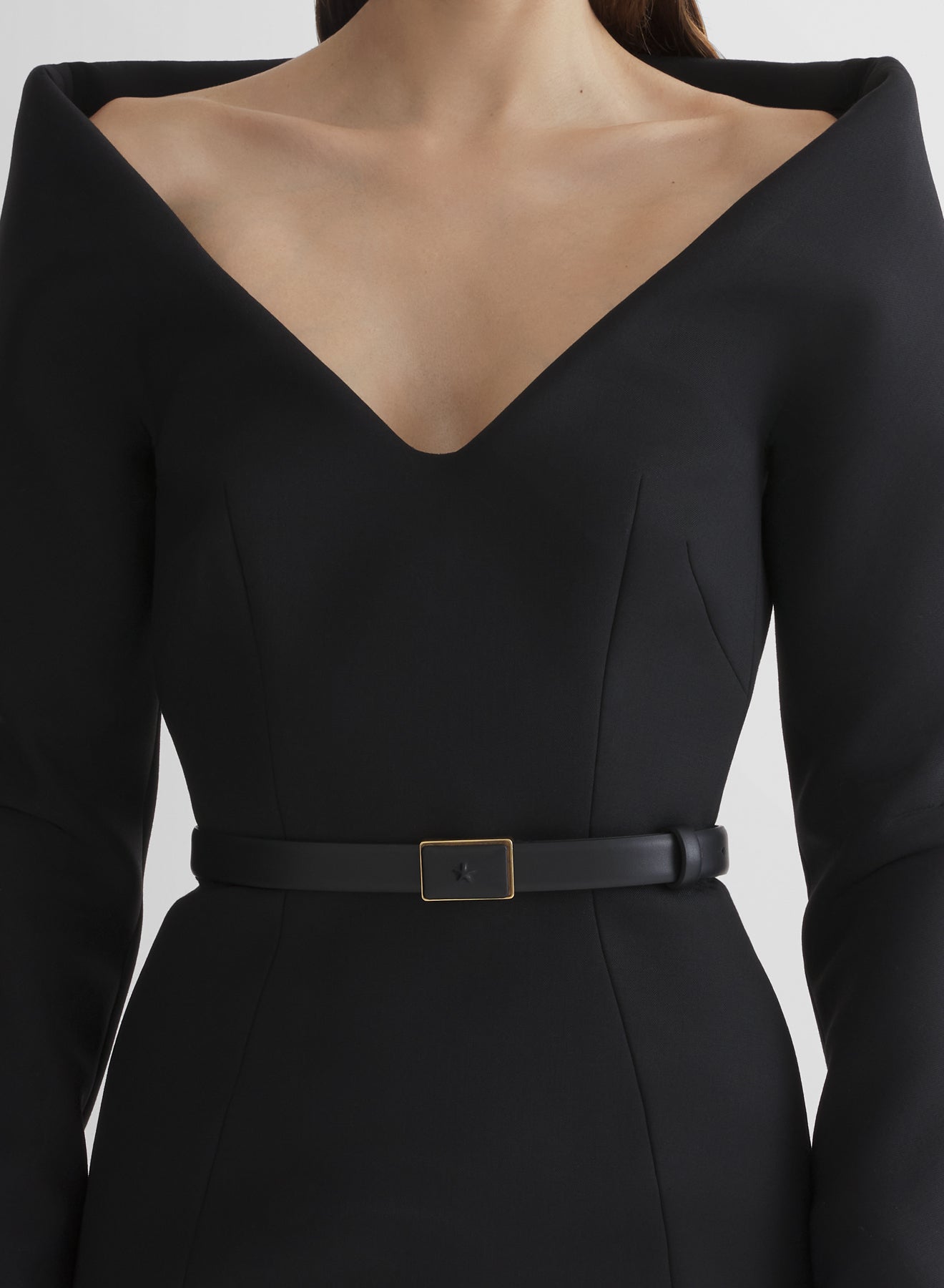 black sculptural bodysuit