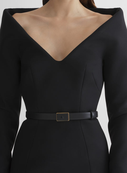 black sculptural bodysuit