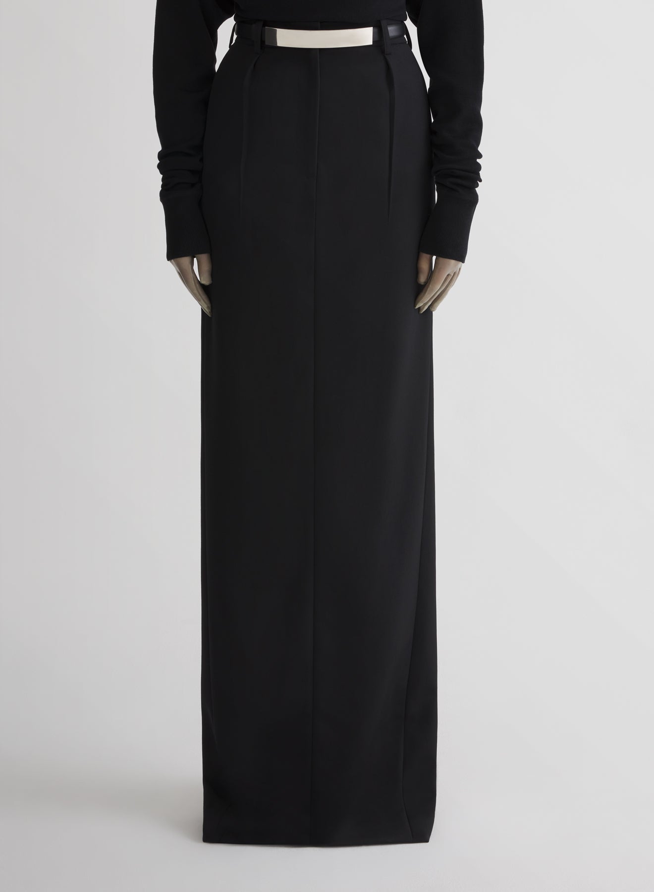 black tailored long skirt