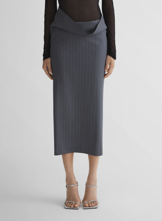 grey pinstripe stretch tube skirt