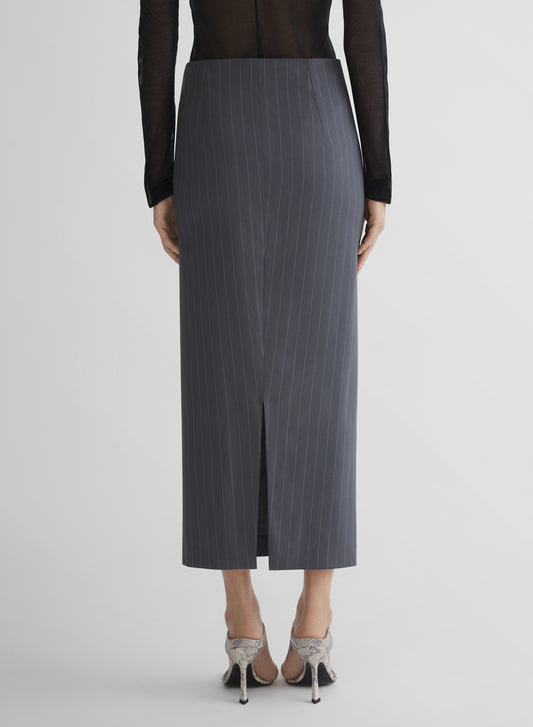 grey pinstripe stretch tube skirt