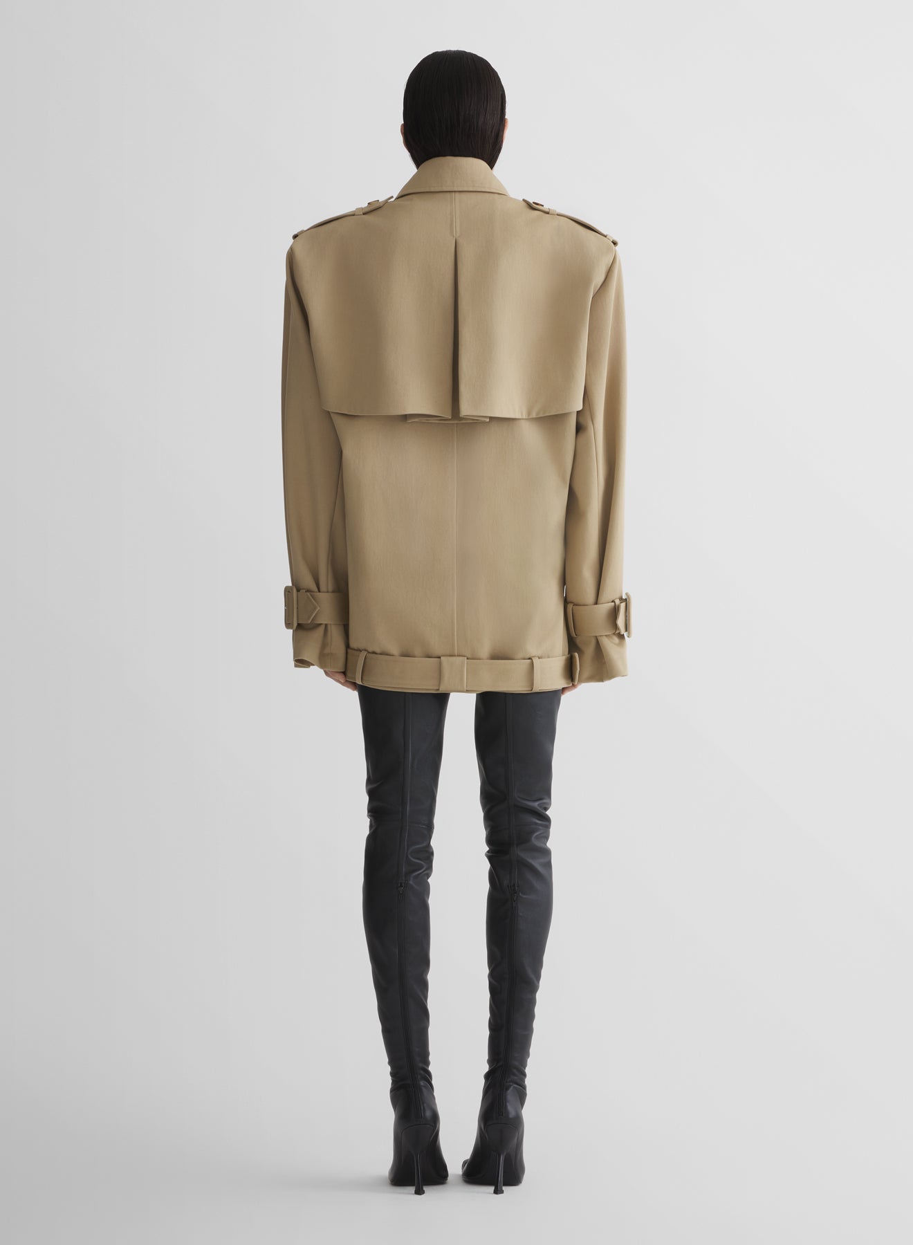 beige dropped trench coat