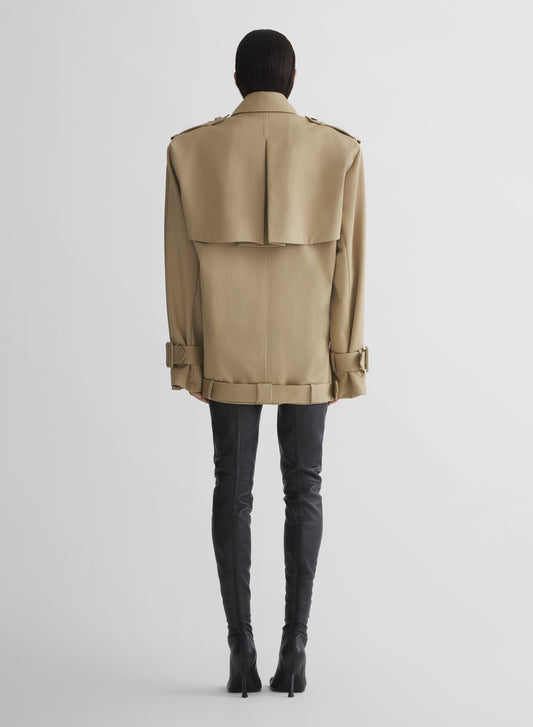 beige dropped trench coat