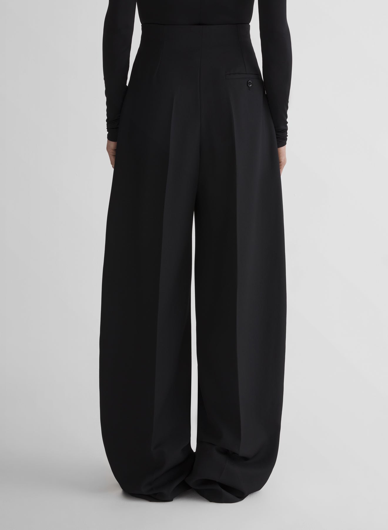 black wide pleated trousers