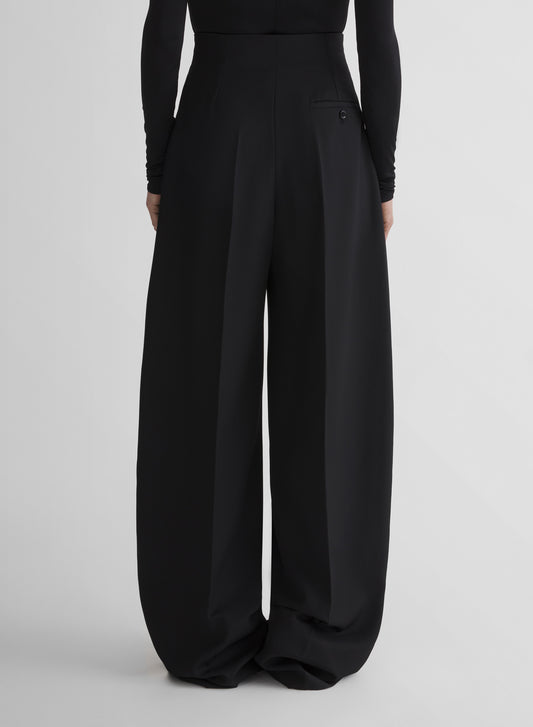 black wide pleated trousers