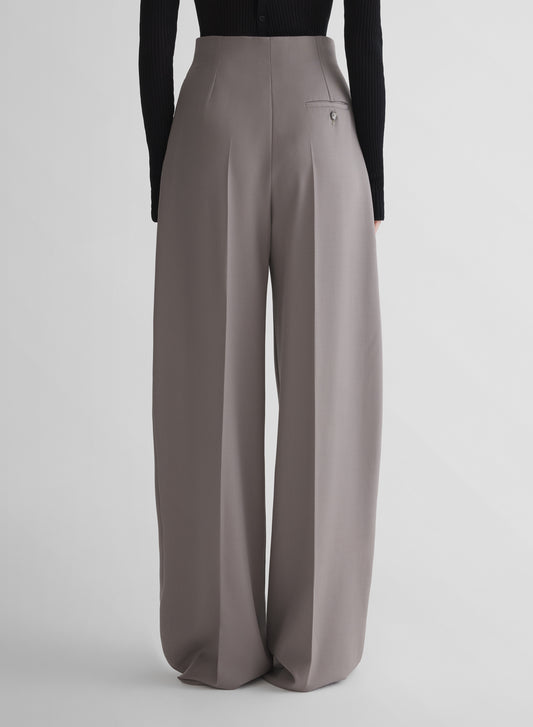 grey wide pleated trousers