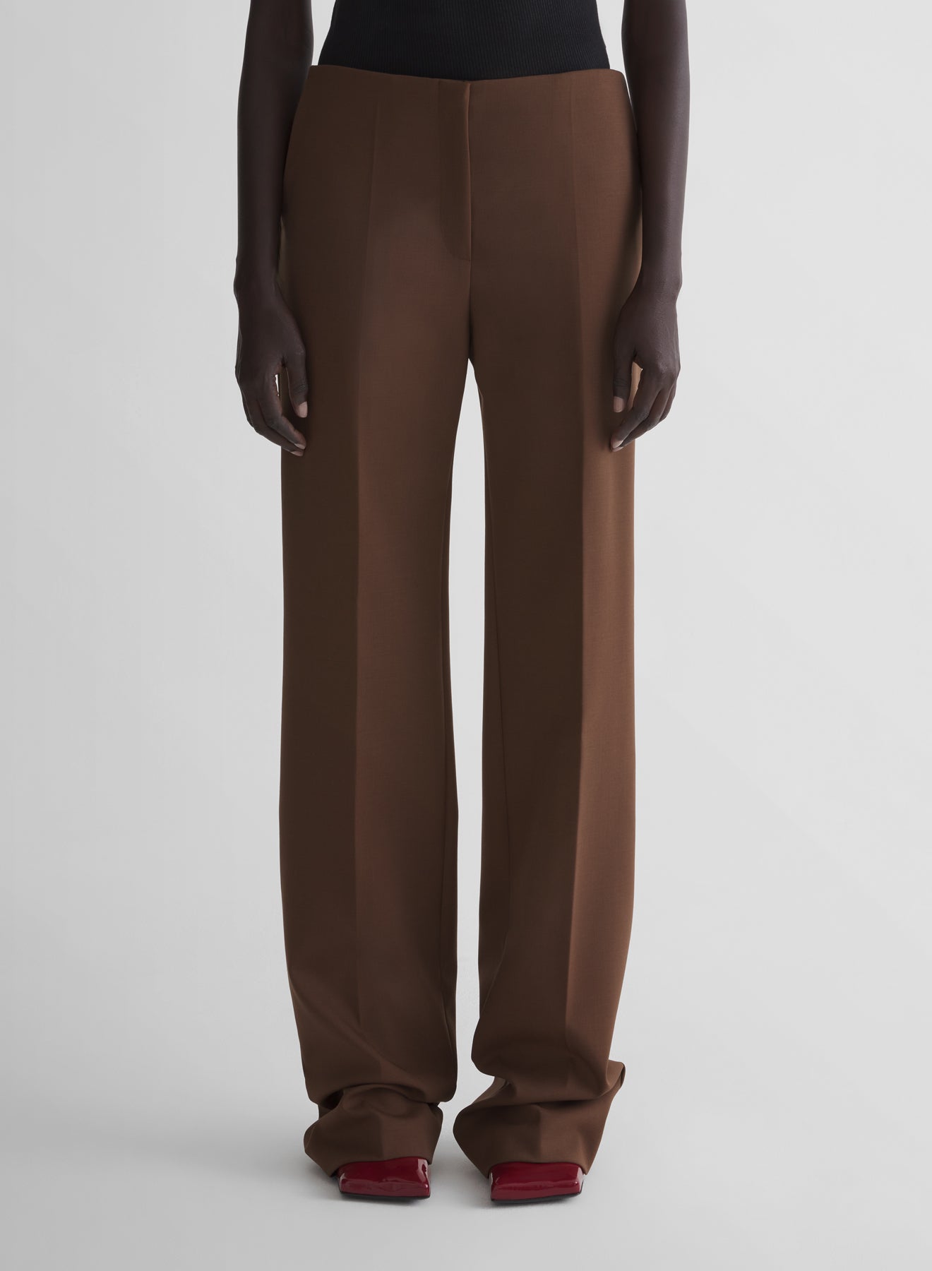 brown low waist straight trousers