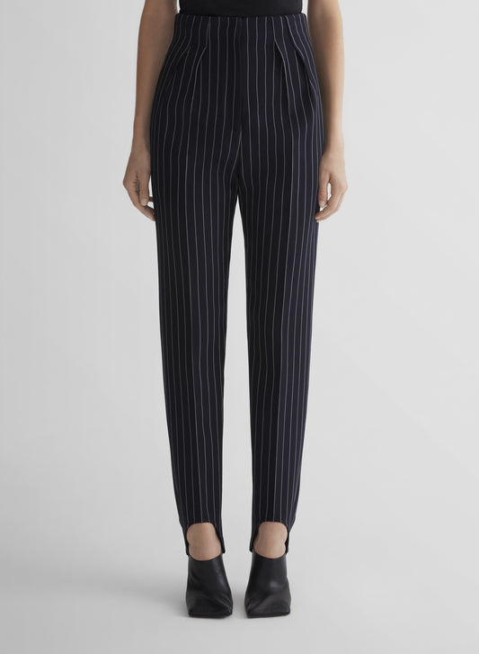 pinstripe cigarette stirrup trousers