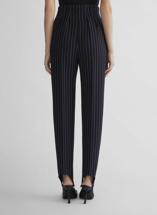 pinstripe cigarette stirrup trousers