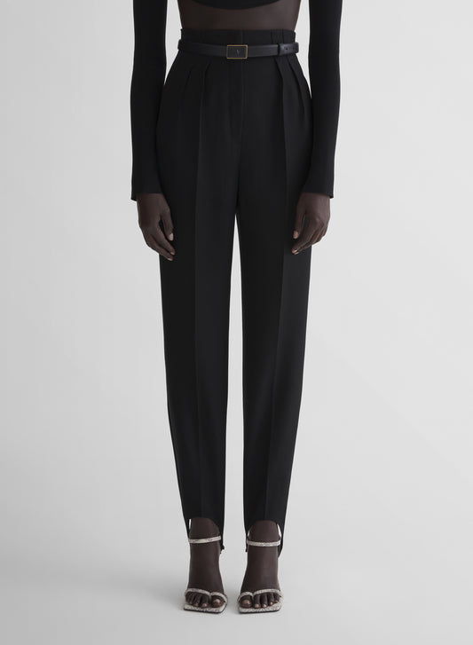 black tuxedo cigarette stirrup trousers