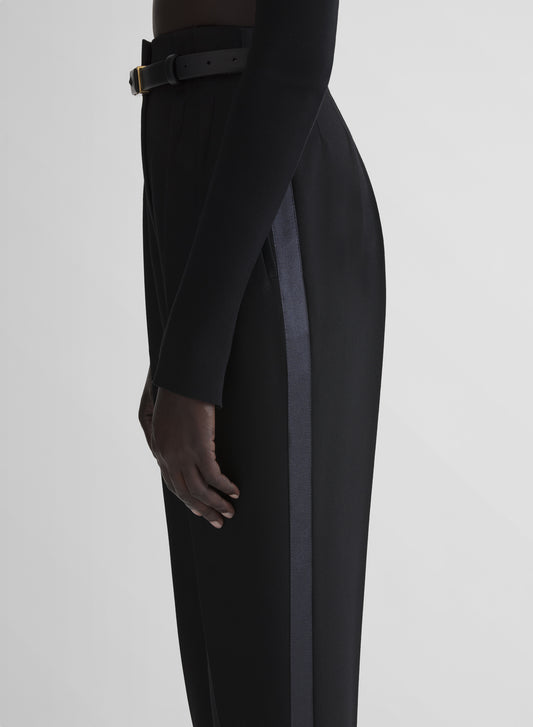 black tuxedo cigarette stirrup trousers