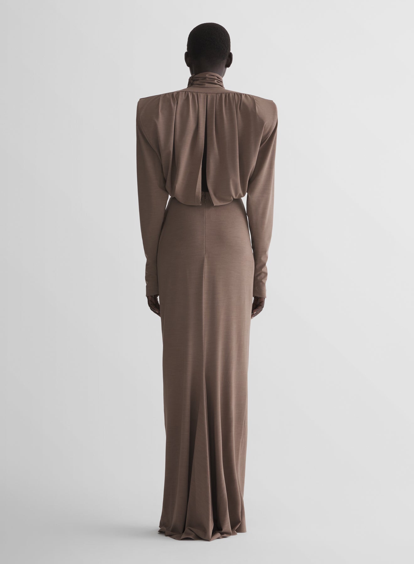 brown column power dress