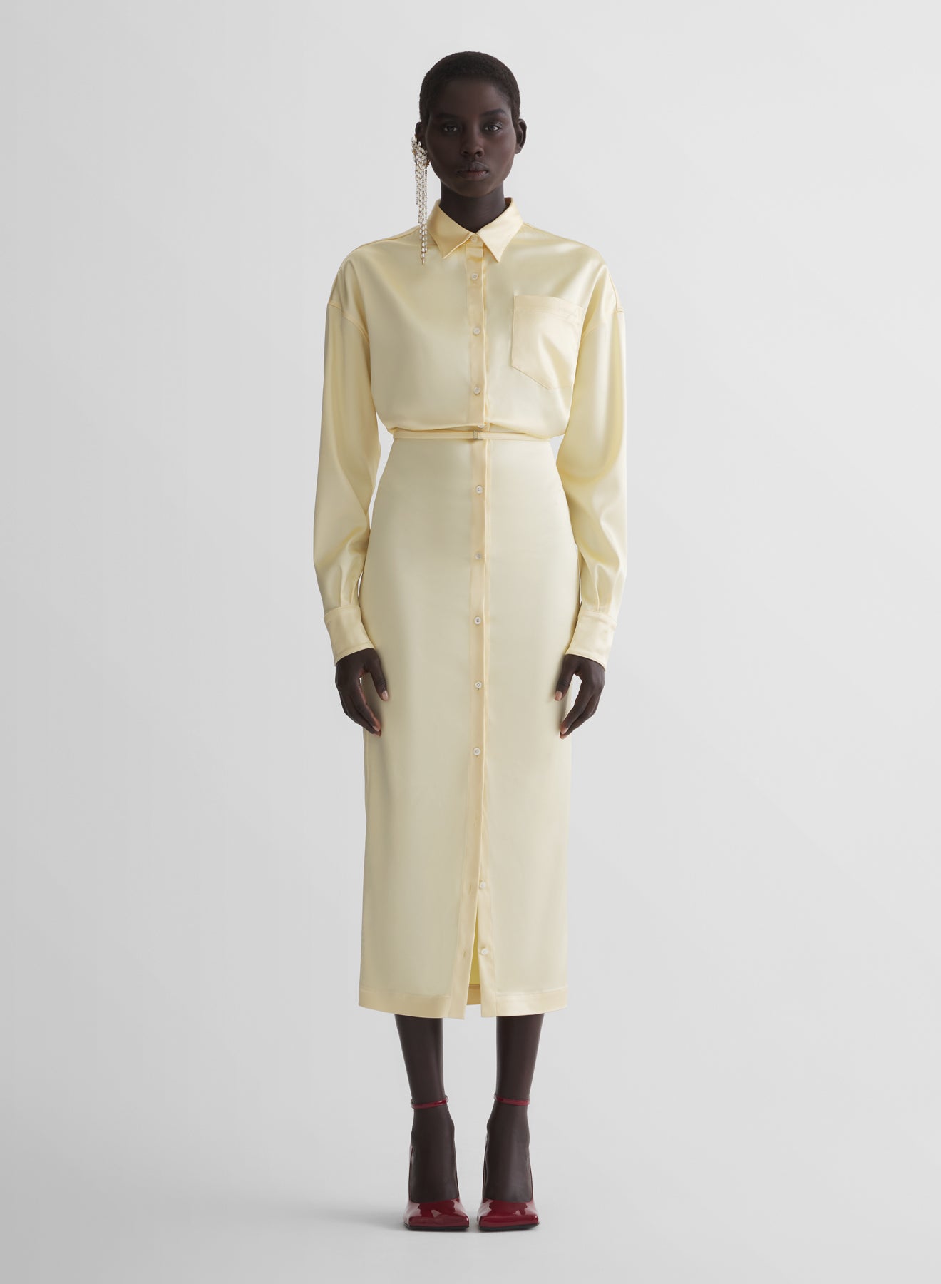 butter yellow shirt dress