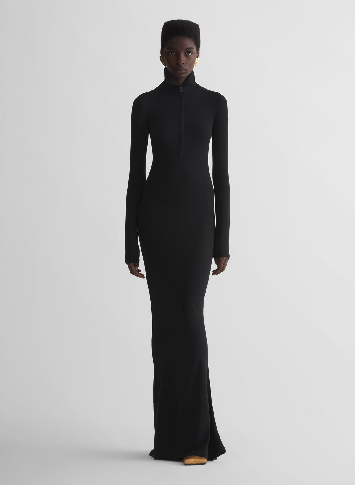 Black jersey column dress