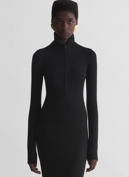 black jersey column dress