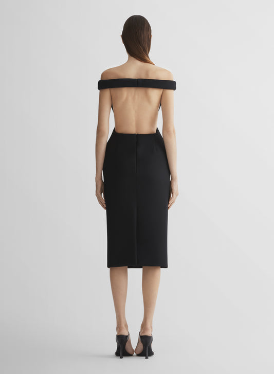 black sculptural dress