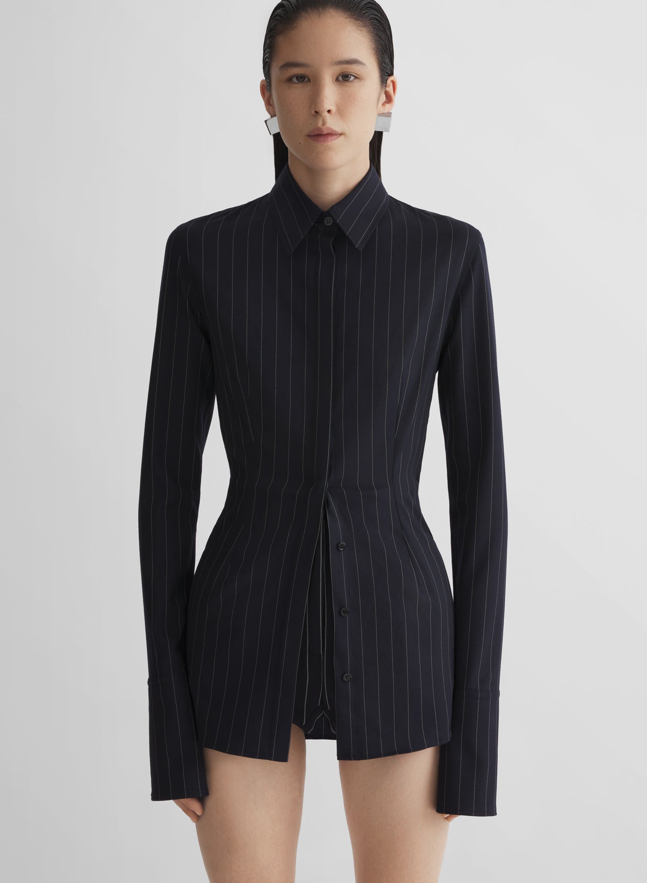 pinstripe fitted shirt