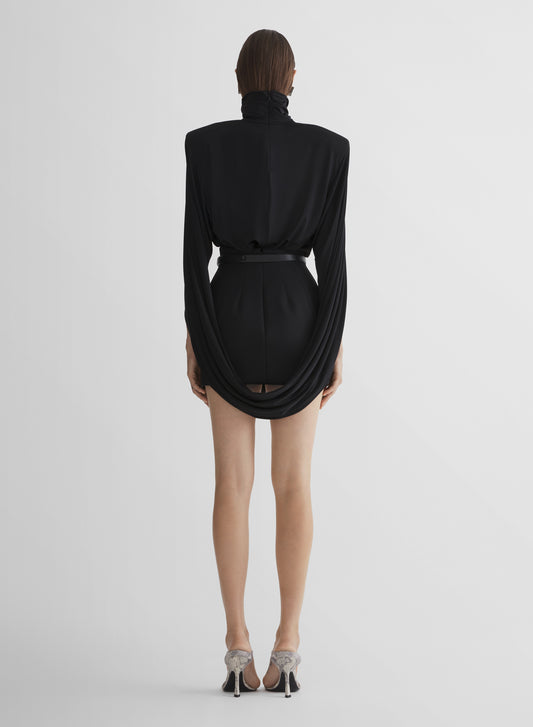 black tailored mini skirt