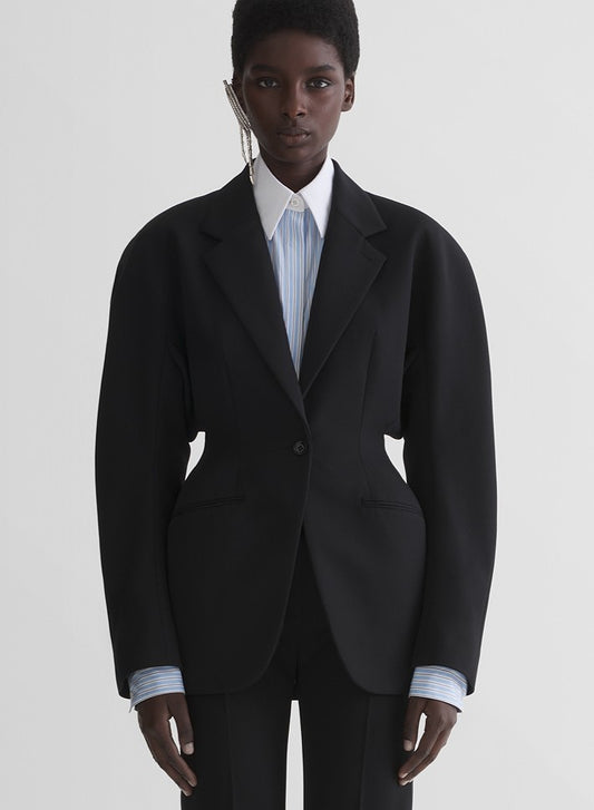 black cinched jacket