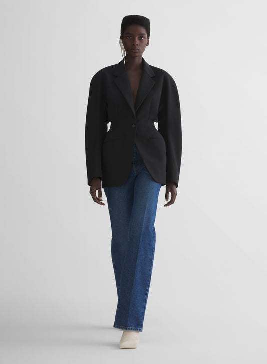 black cinched jacket