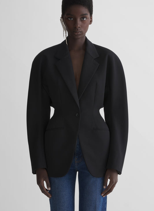 black cinched jacket