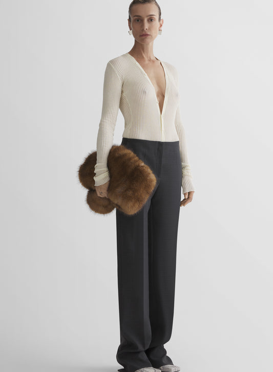 off-white knit buttoned bodyshort