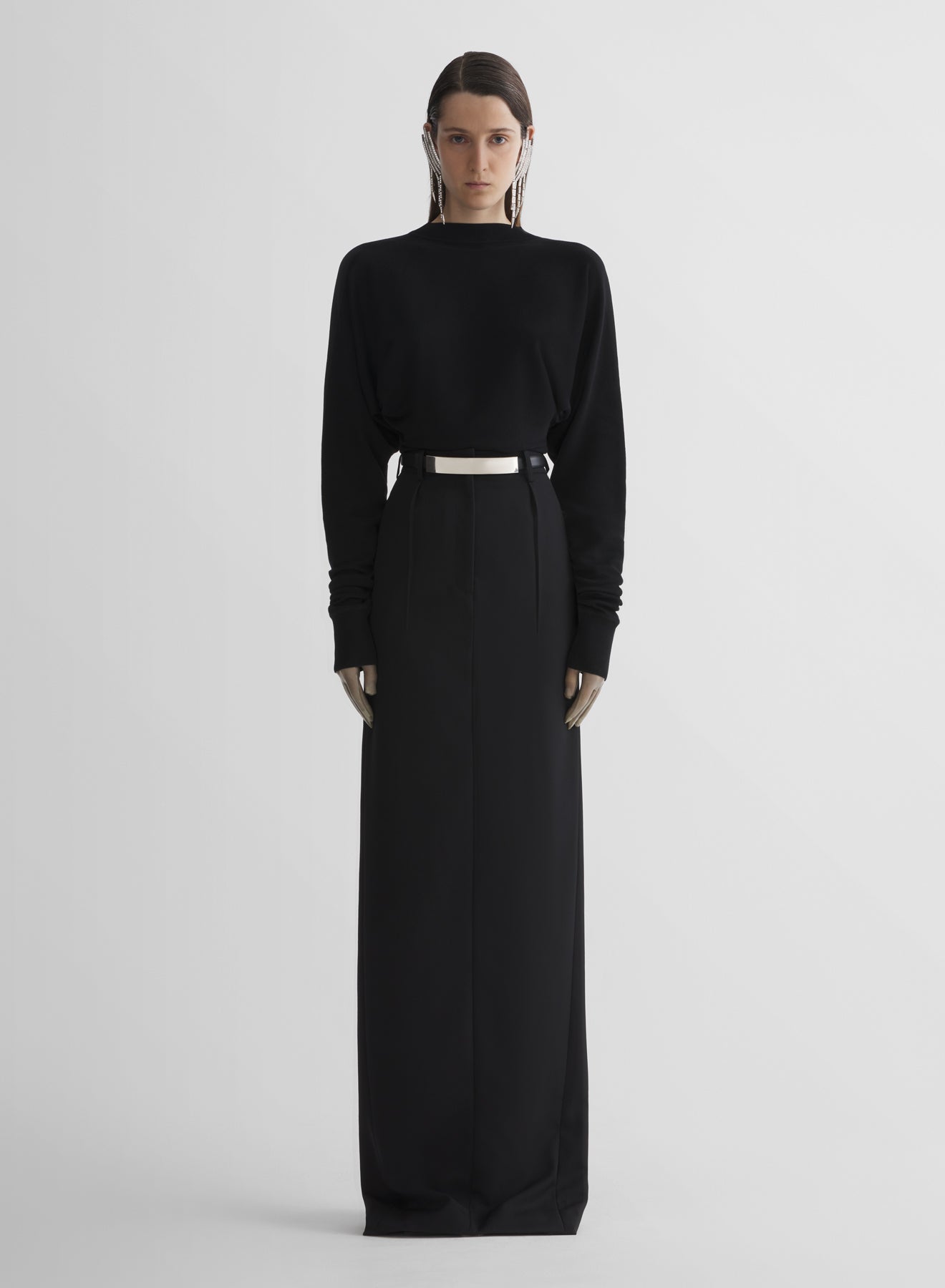black tailored long skirt