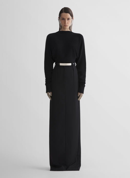 black tailored long skirt