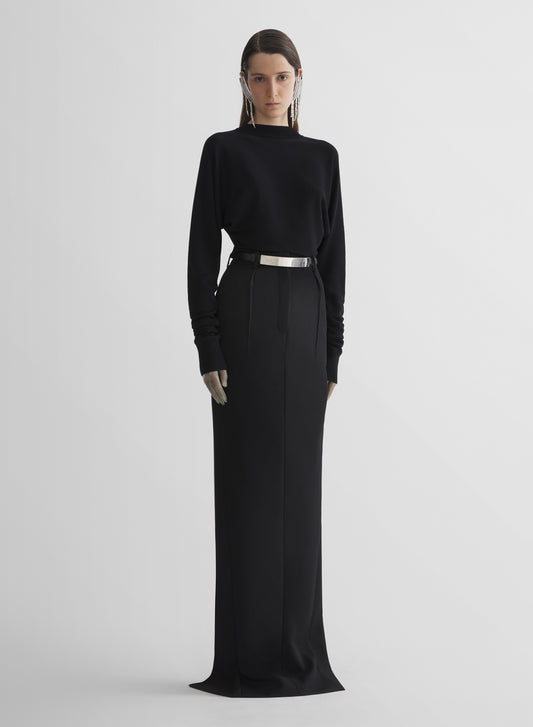 black tailored long skirt