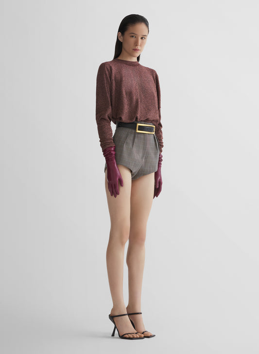 checked pleated tailored shorts