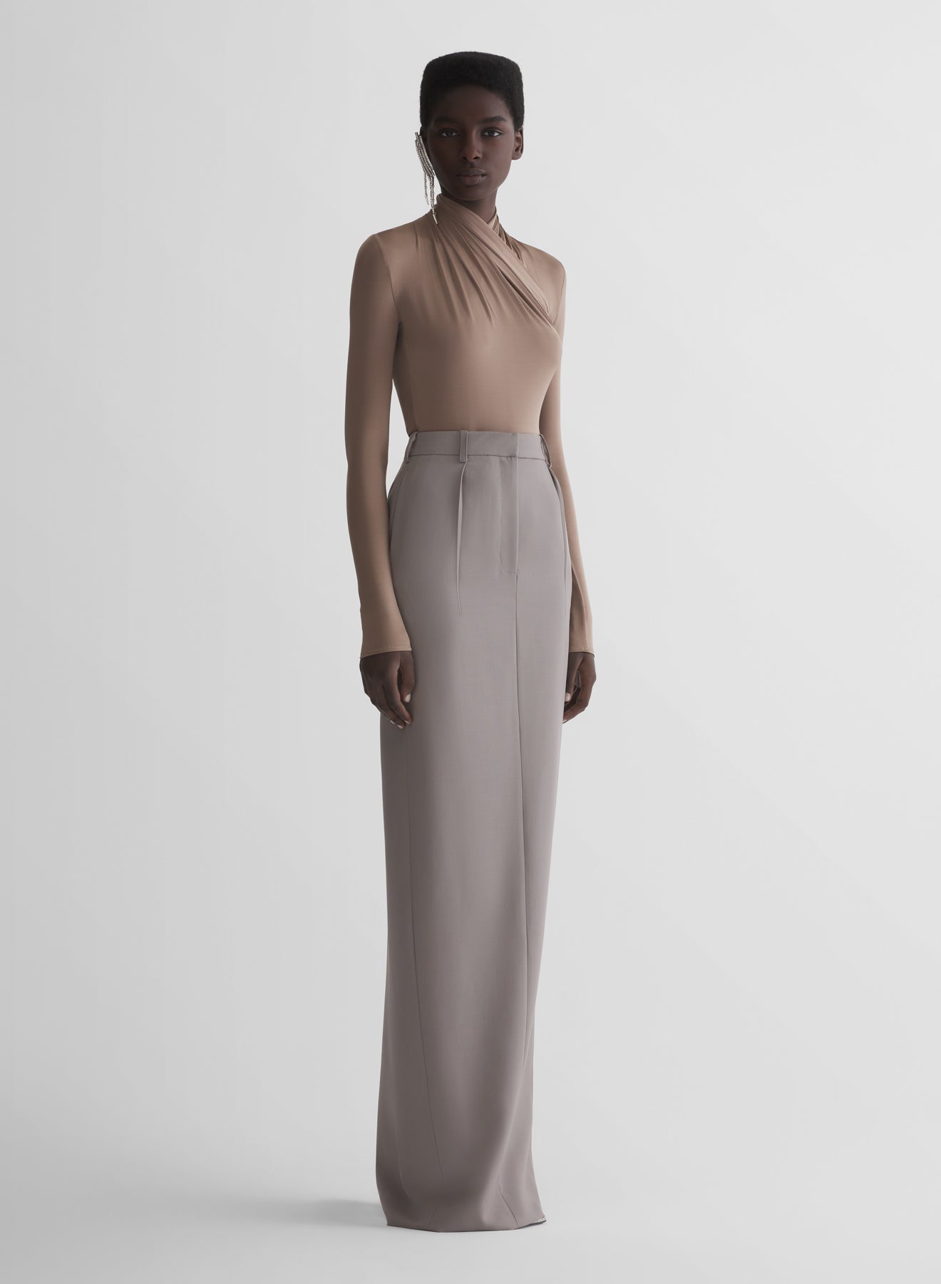 grey tailored long skirt