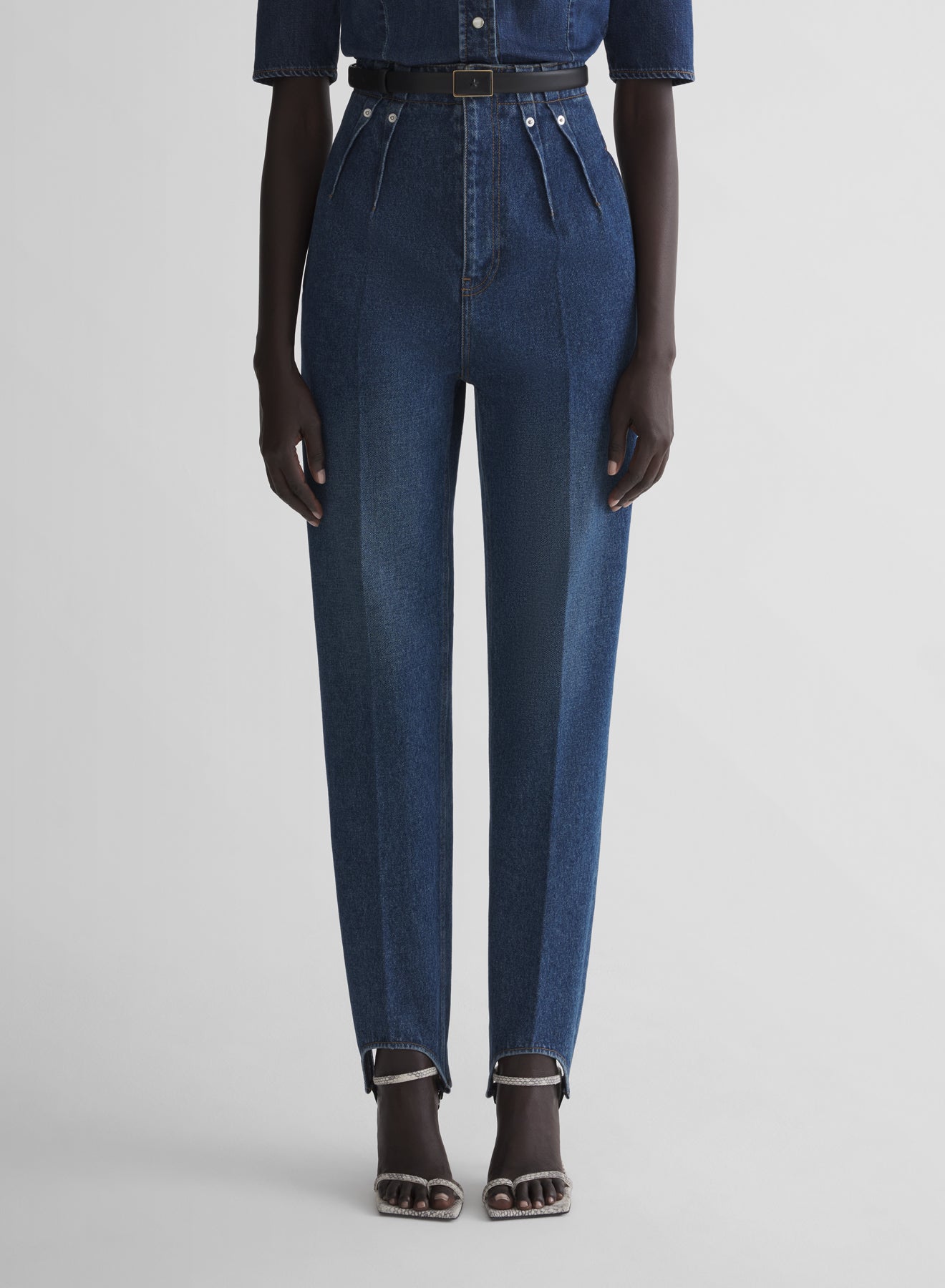 denim cigarette stirrup trousers