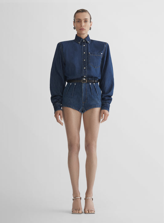 denim tailored shorts