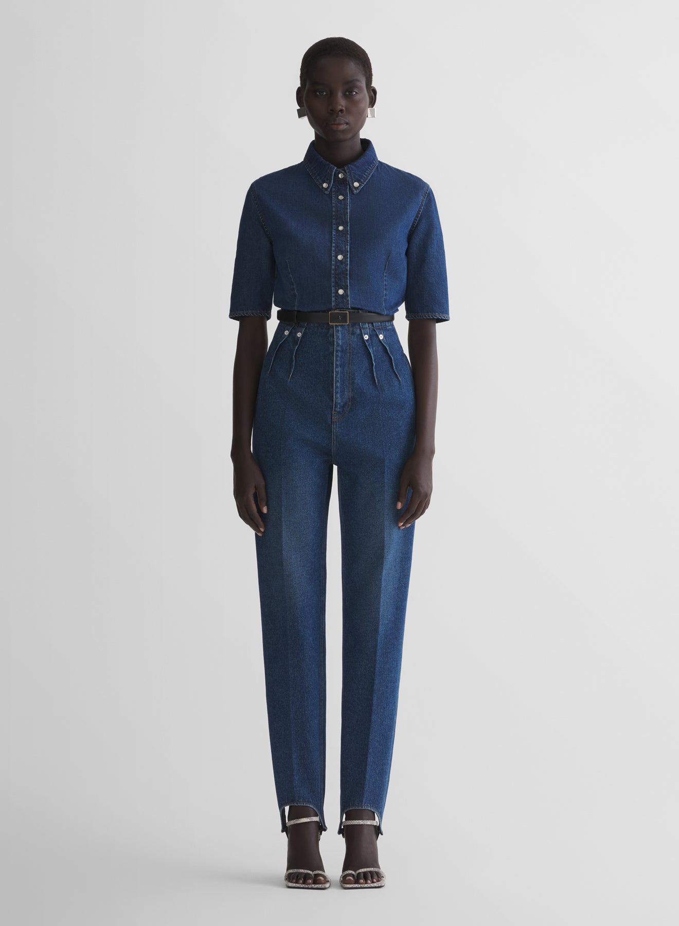 denim cigarette stirrup trousers