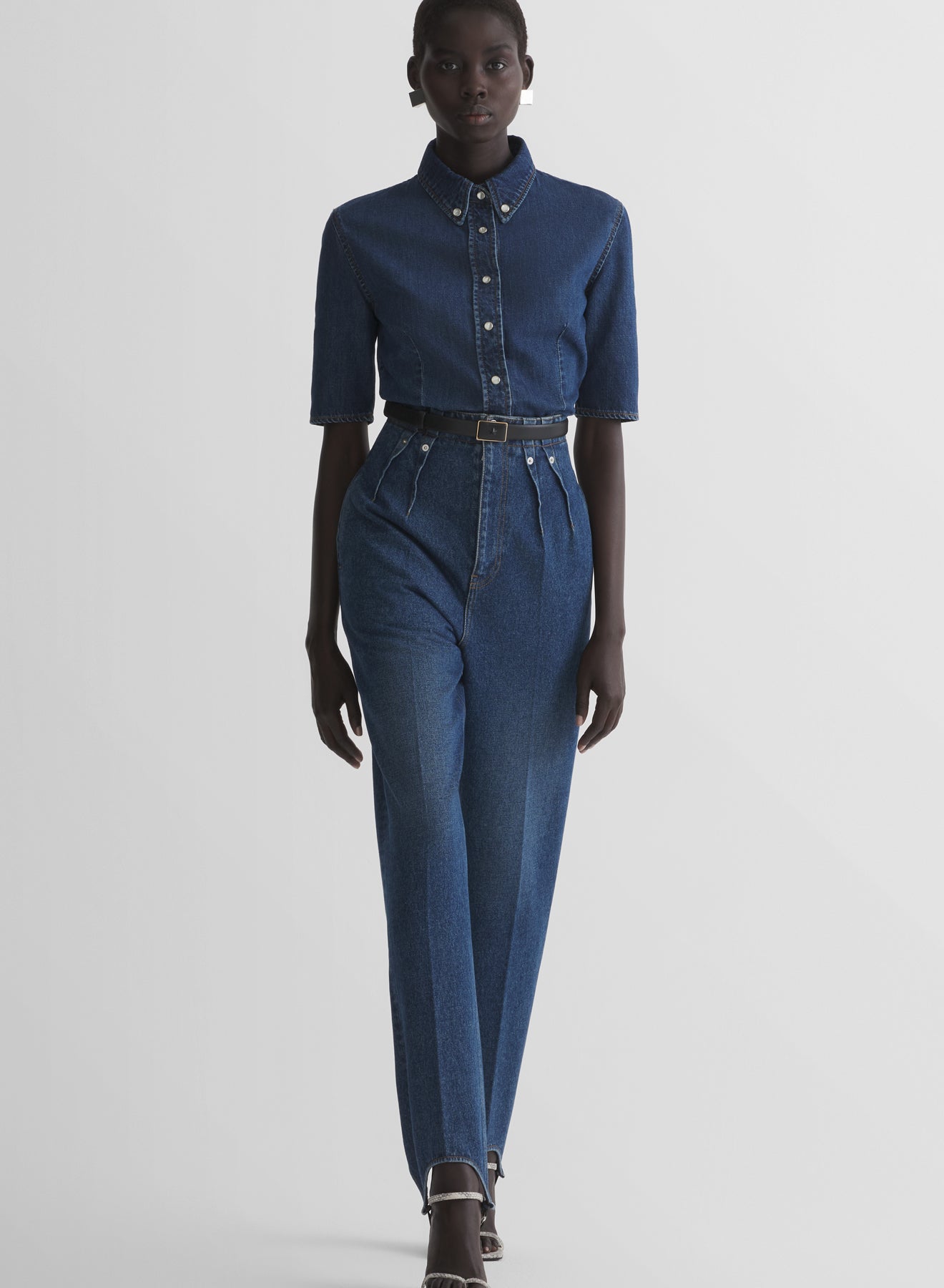 denim cigarette stirrup trousers