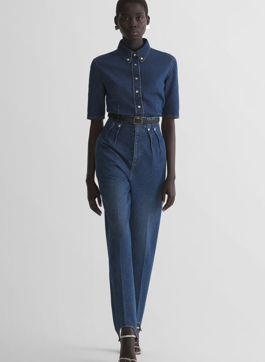 denim cigarette stirrup trousers