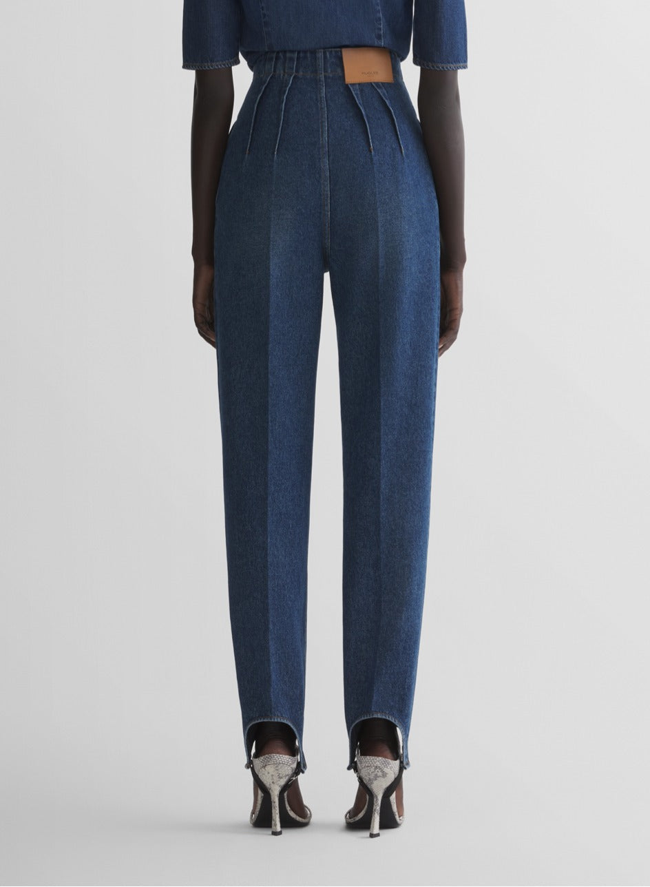 denim cigarette stirrup trousers
