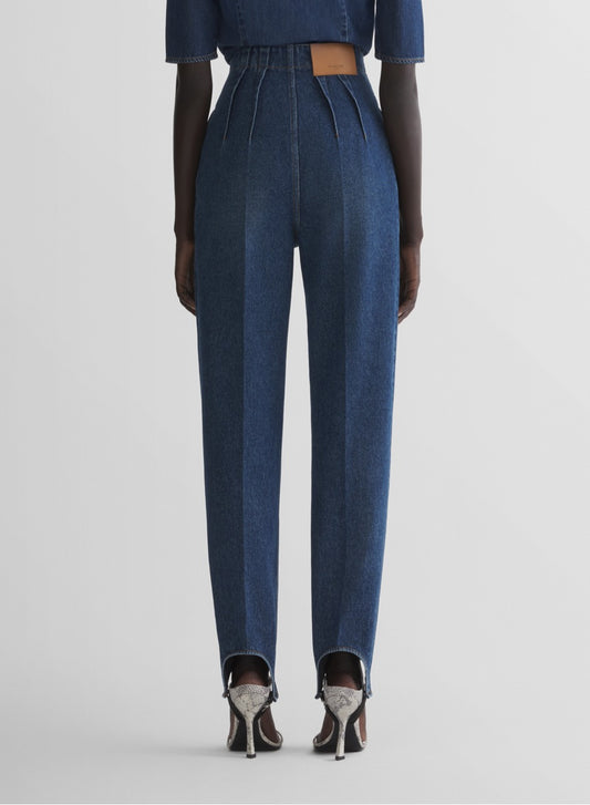 denim cigarette stirrup trousers