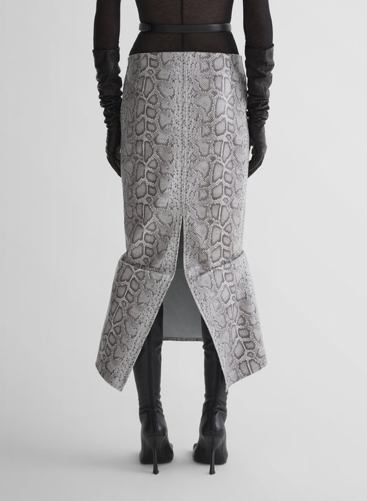 python-embossed leather slit mermaid skirt