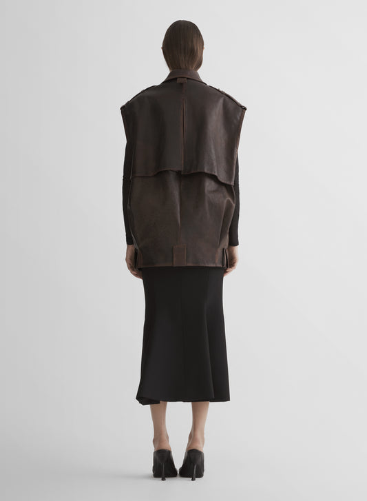 leather military gilet