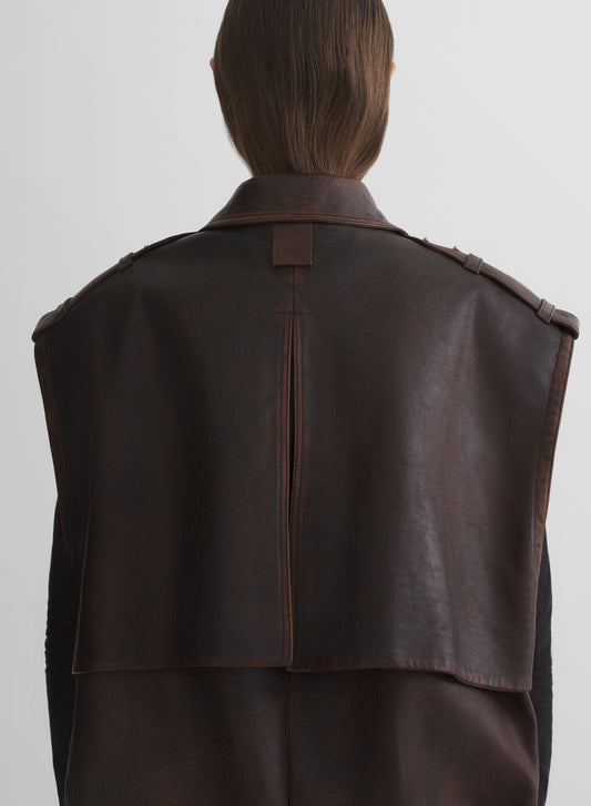 leather military gilet