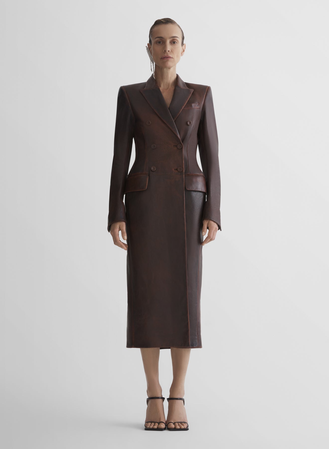 leather hourglass coat