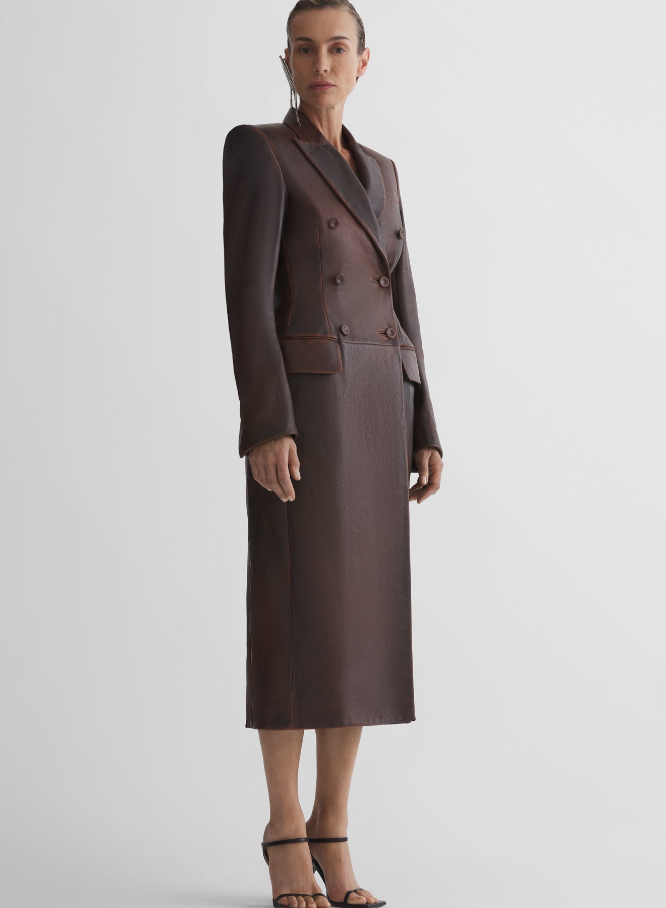 leather hourglass coat