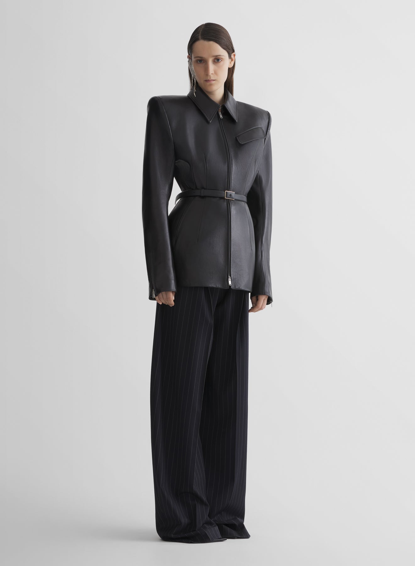 leather oblique jacket