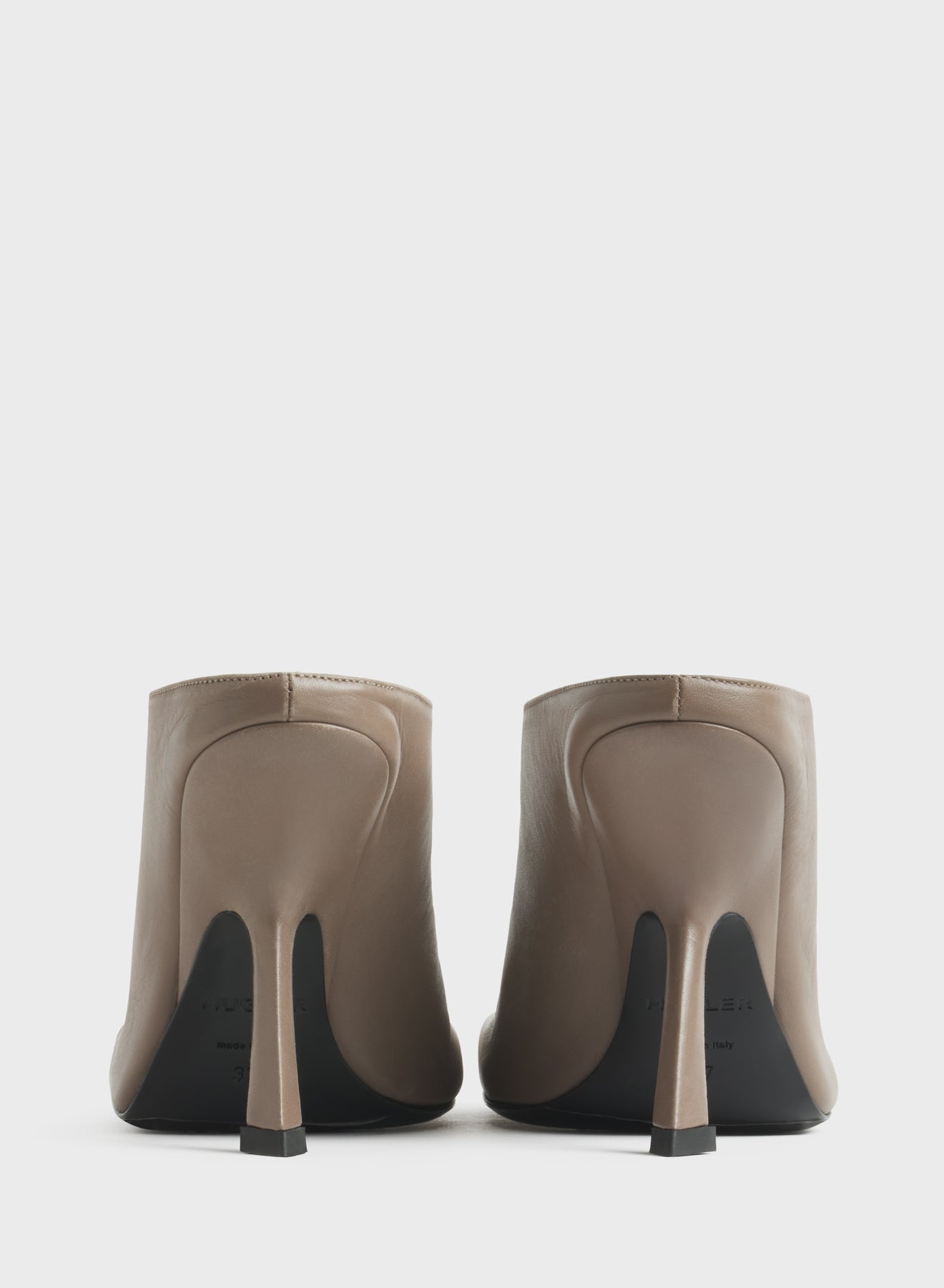 Dark taupe square mules 105
