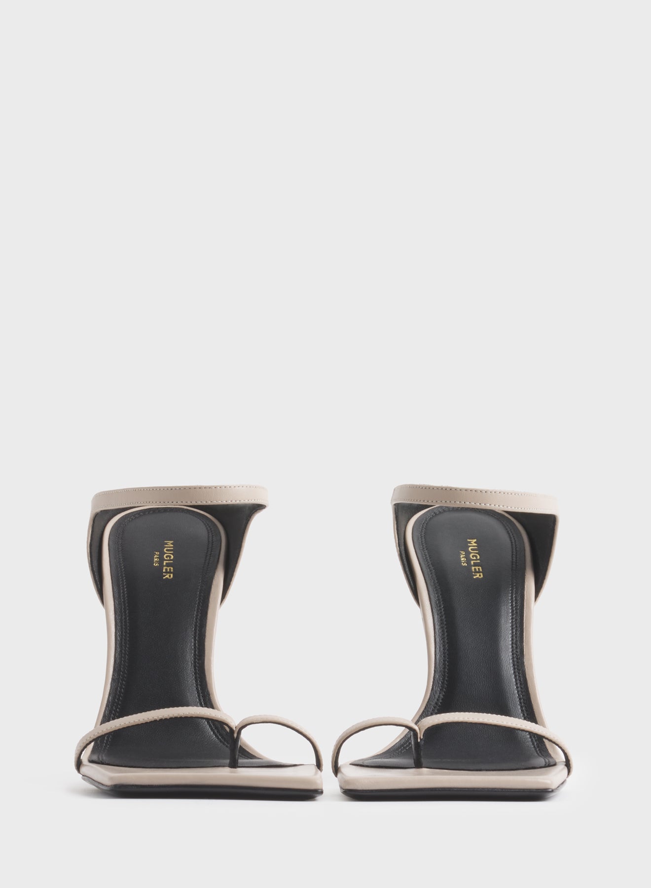Light taupe thong square sandals 105
